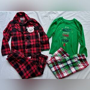 Jammies For Your Families Christmas Pajama Set 4T Plaid Flannel & Green Holiday